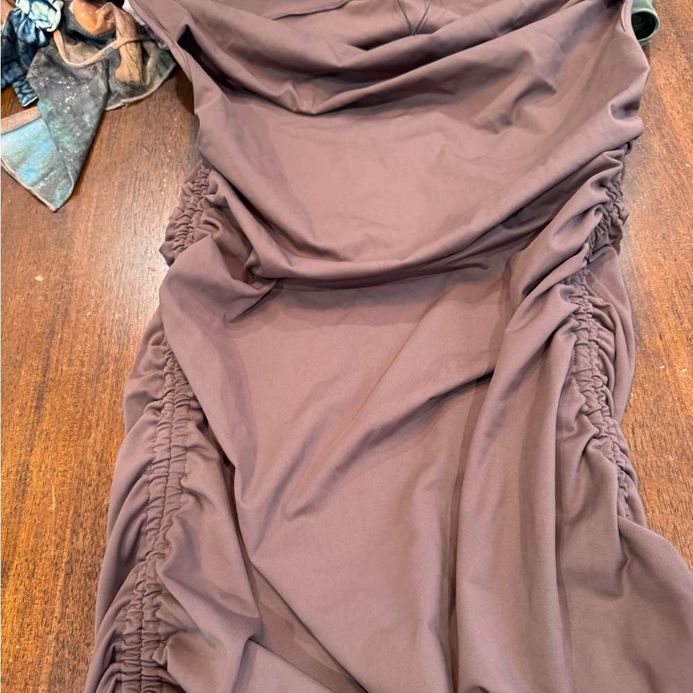 Ruched Brown Skirt